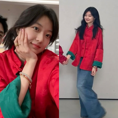 红色孙千同款衣服烟火人家新中式