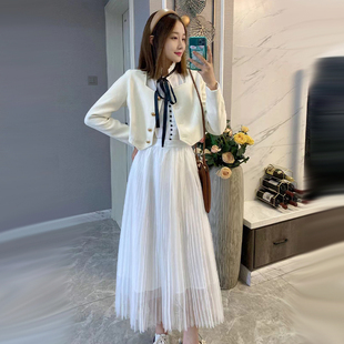 韩剧夏娃徐睿知同款白色女名媛气质短款高级感毛呢外套上衣+半裙