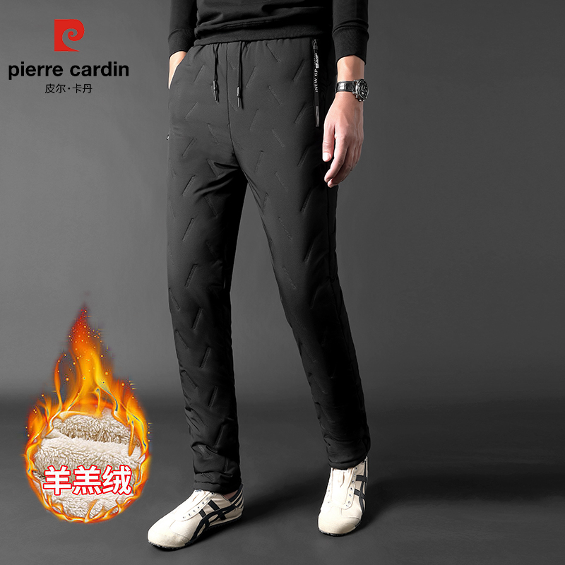 皮尔卡丹男士羊羔绒防寒保暖长裤