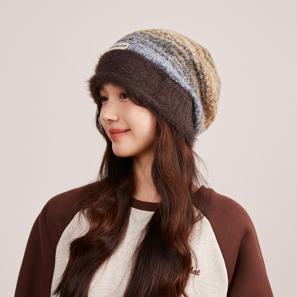 林小橘针织堆堆帽护耳保暖显脸小