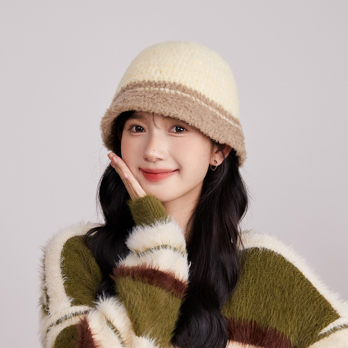 韩版手工拼色针织帽女生秋冬羊毛保暖盆帽百搭素颜毛线帽渔夫帽子,服饰配件/皮带/帽子/围巾,帽子,淘宝优惠券,粉丝福利购,淘宝优惠卷