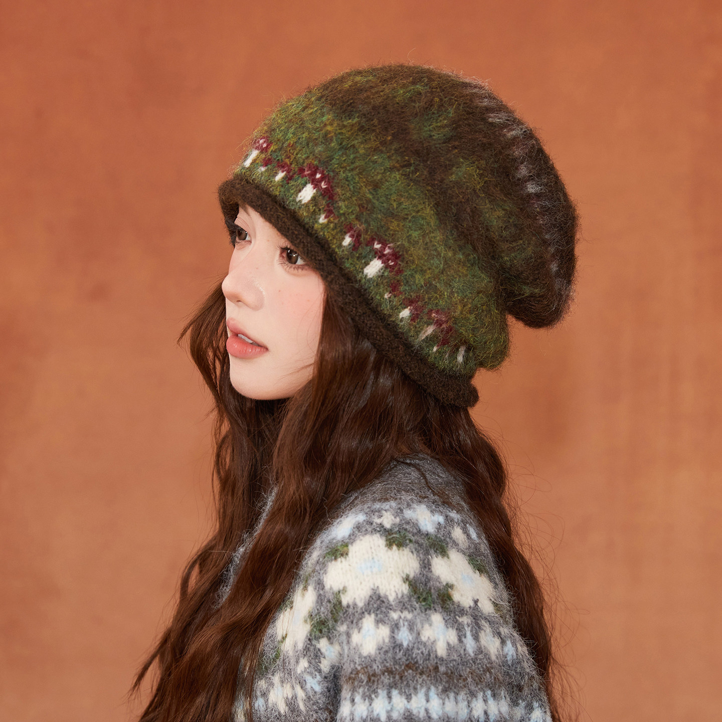 费尔岛复古咖啡色冷帽女生显瘦慵懒风护耳堆堆帽针织保暖套头帽子,服饰配件/皮带/帽子/围巾,帽子,淘宝优惠券,粉丝福利购,淘宝优惠卷