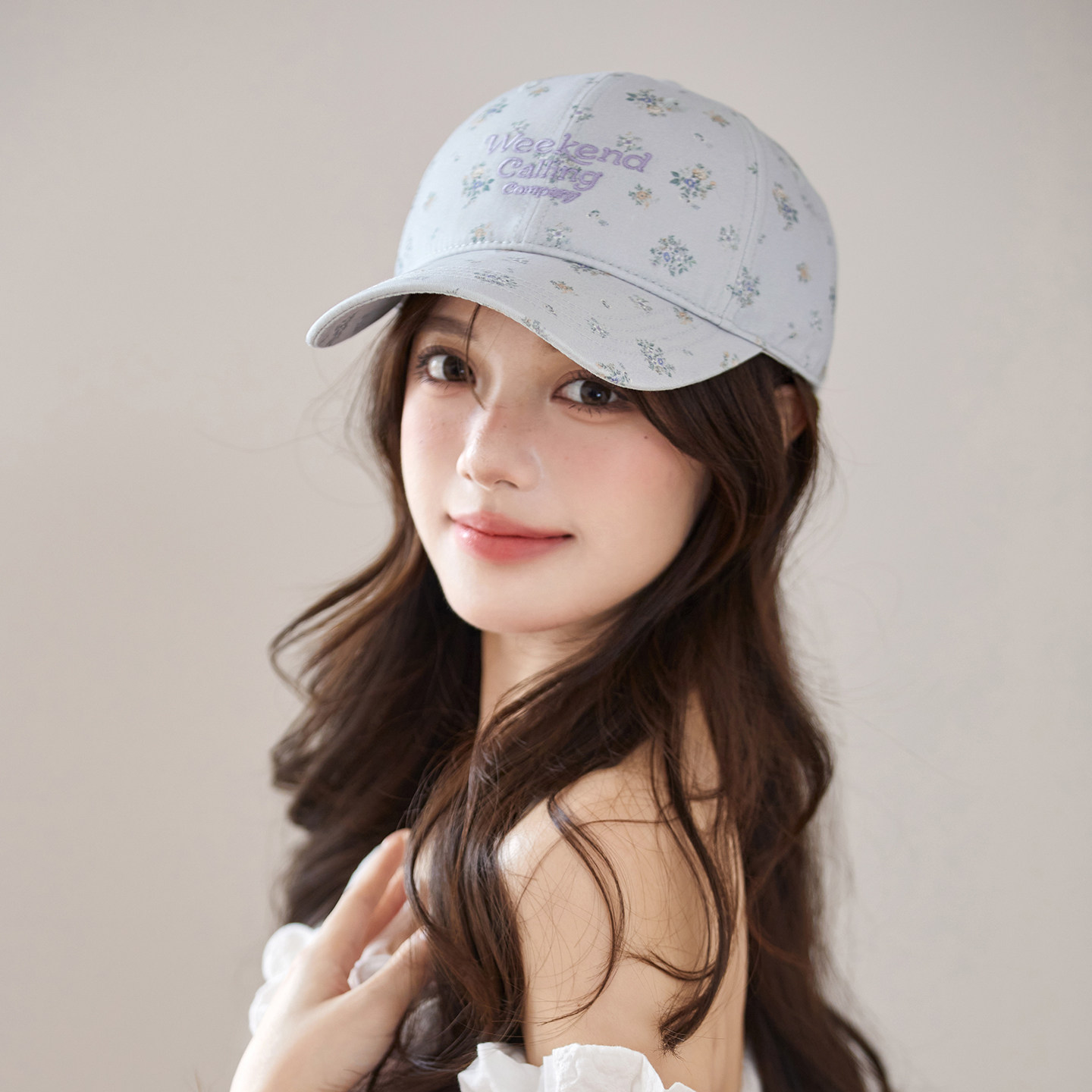 林小橘甜美清新小碎花软顶棒球帽