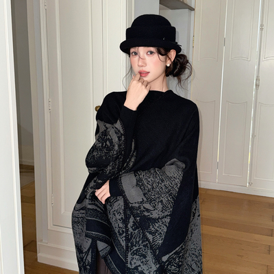 林小橘山林小鹿水墨画保暖大披肩