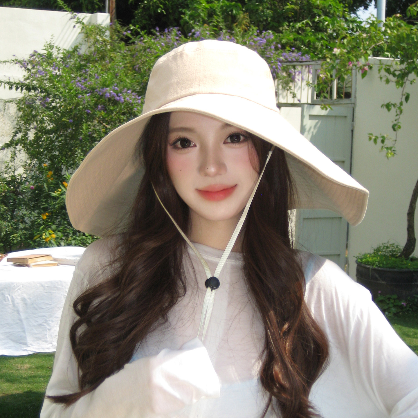 新款女士防晒太阳帽夏天超大帽檐渔夫帽纯棉轻盈户外钓鱼遮阳帽子