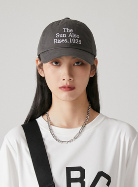 韩国代购鸭舌帽女潮牌灰色弯檐显脸小帽子四季百搭中性色棒球帽男