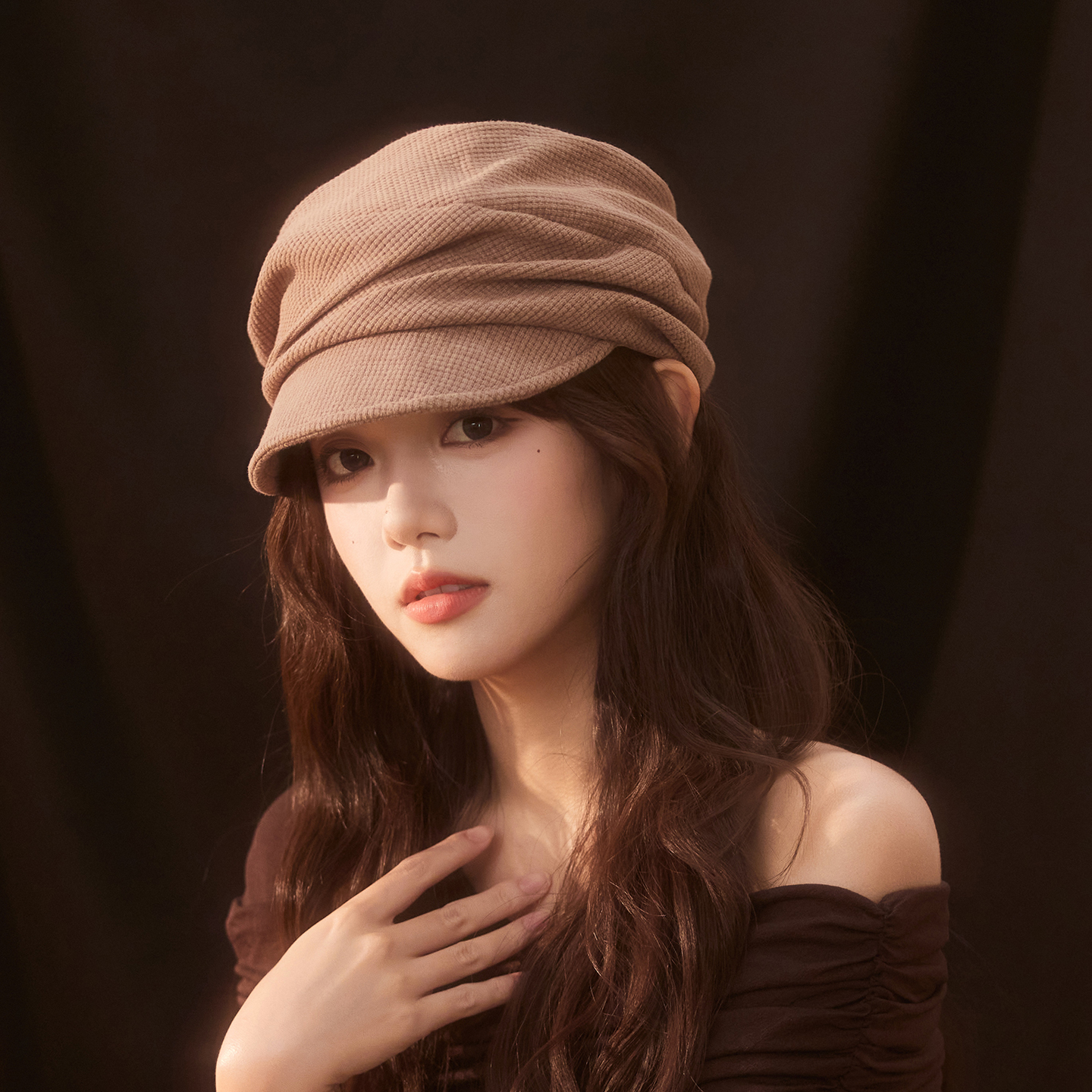 林小橘气质慵懒风堆堆帽报童帽