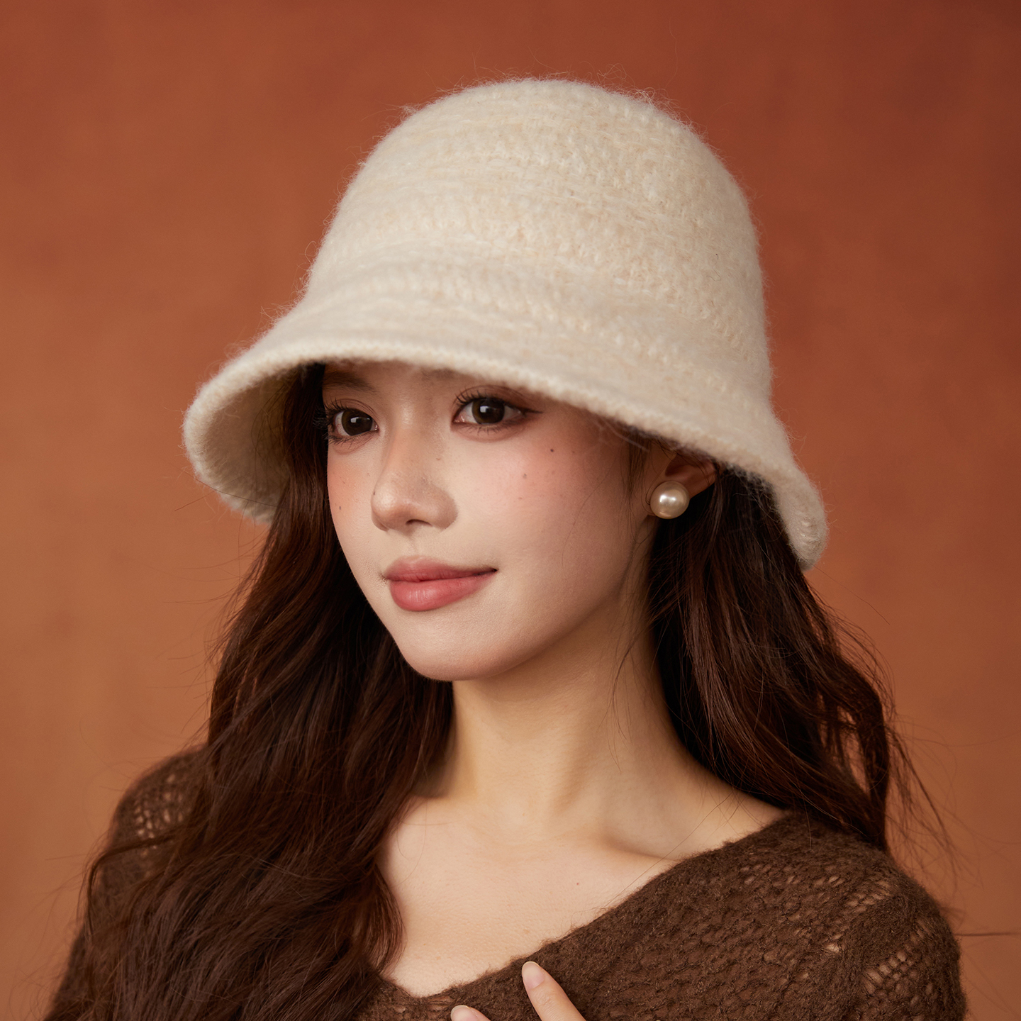 秋冬素颜针织渔夫帽女生韩版休闲百搭显脸小盆帽纯色圆顶台灯帽子