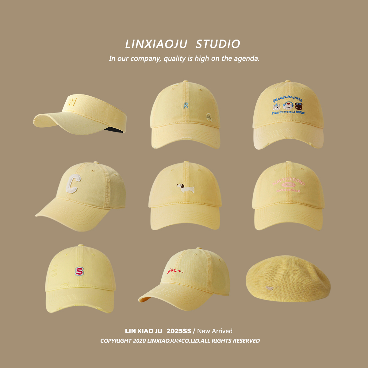 林小橘四季款黄色棒球帽运动遮阳