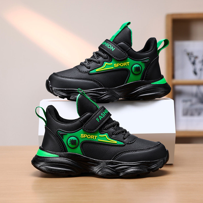 ABC IM童鞋儿童运动鞋皮面男童鞋跑步鞋小学生6到12岁男孩休闲鞋