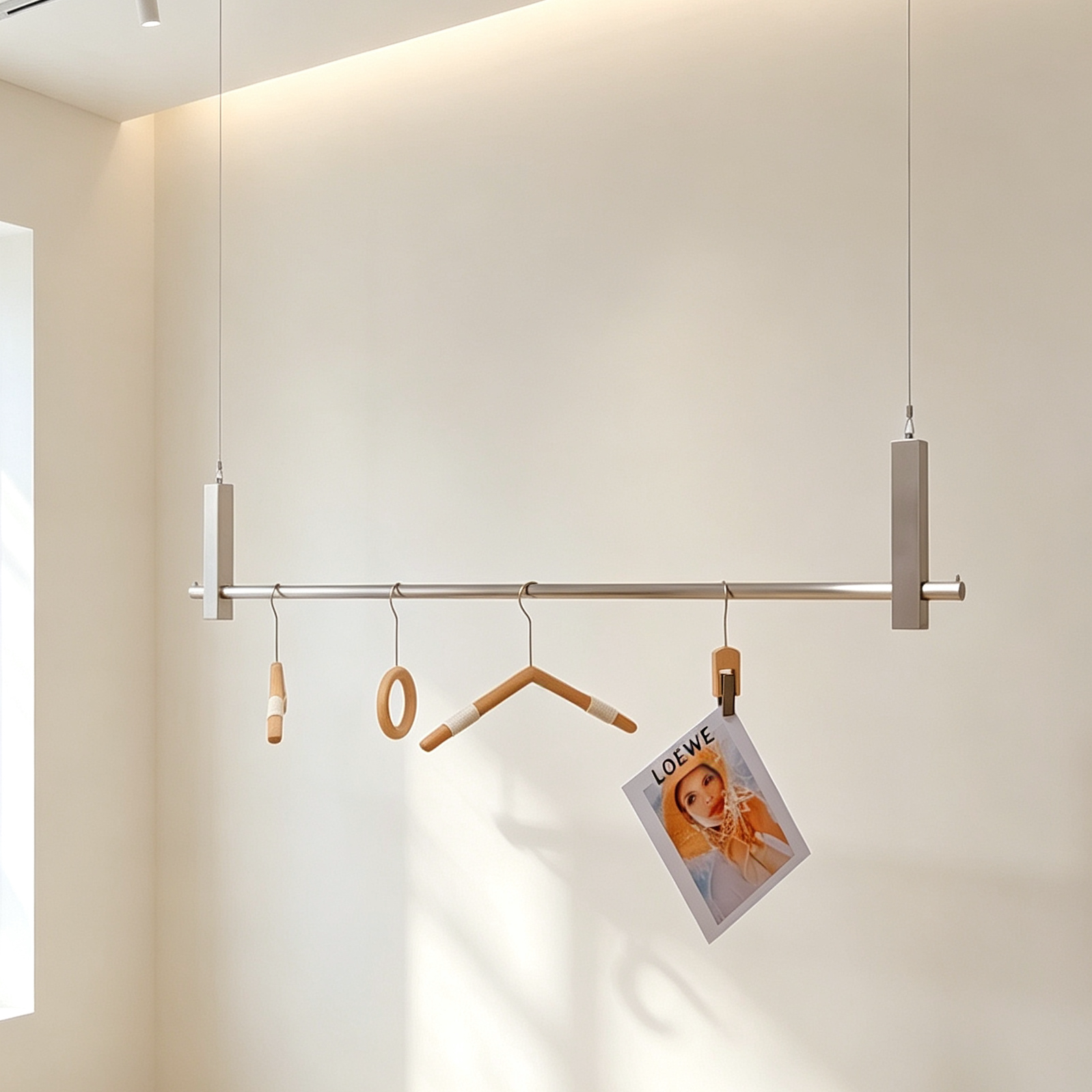 服装店不锈钢吊架钢丝悬挂吊杆展示架简约女装橱窗陈列货架挂衣杆