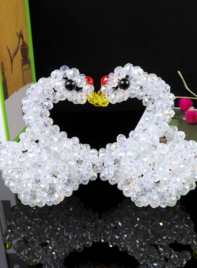 成品串珠天鹅水晶结婚中式桌面礼物