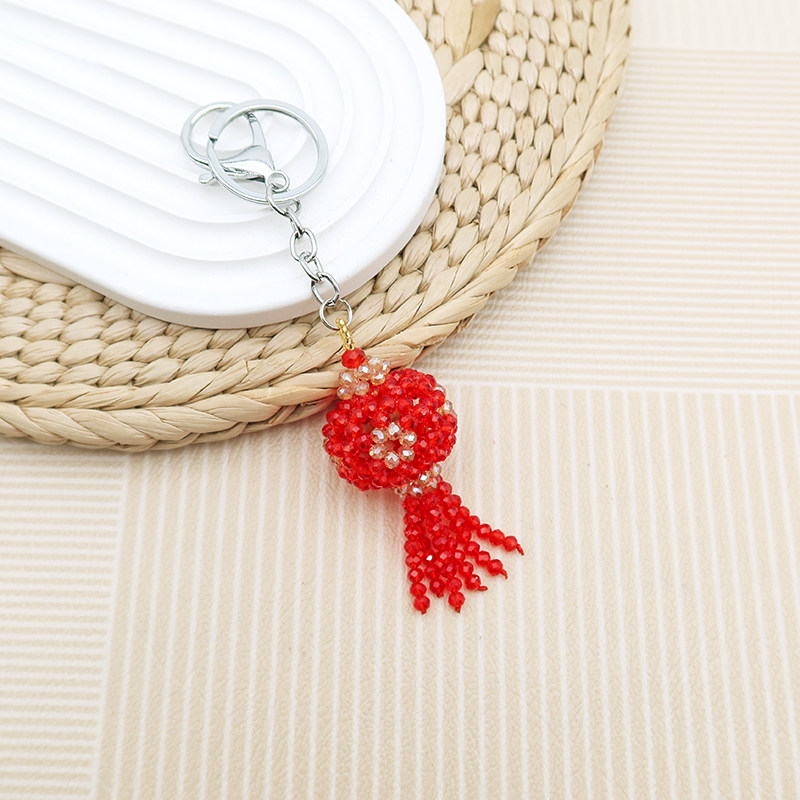 串珠成品水晶钥匙挂件灯笼球喜庆手工小礼品流苏绣球车挂饰品包挂