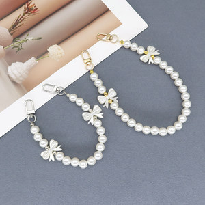 传奇娃娃12MM蝴蝶结珍珠包链条编织毛线包手提链水杯链手机挂链手拎短包带