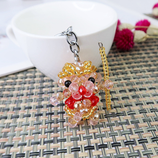 串珠成品水晶孙悟空钥匙挂件手工编织卡通美猴王齐天大圣礼品挂饰