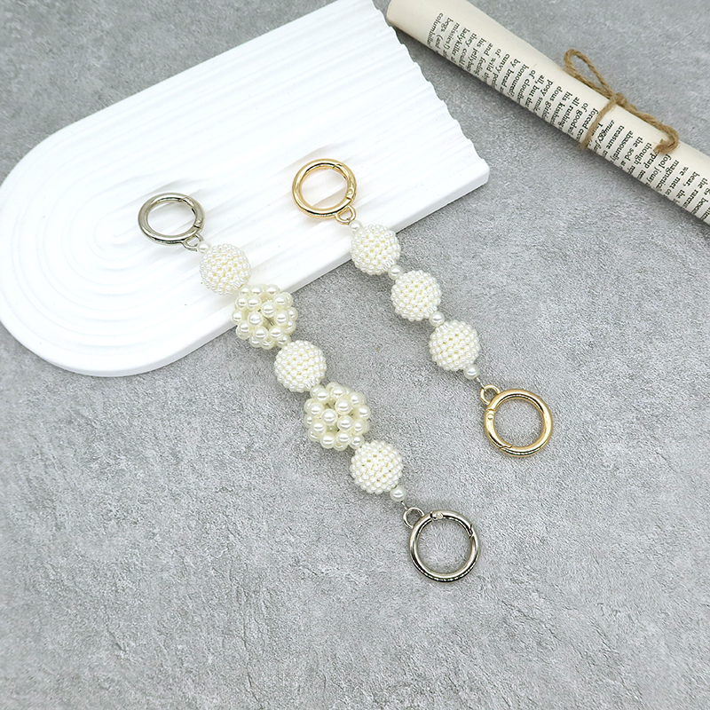 手工包带珍珠链斜跨手提包延长链