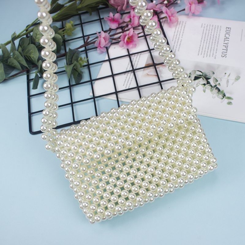 手工串珠DIY仿珍珠手机包成品ins穿珠编织网红女包简约横款单肩包