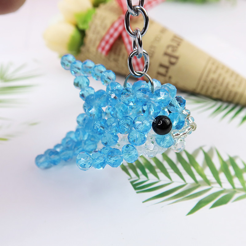 成品手工编织小玩具挂饰水晶海豚