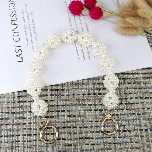 成品珍珠链手提包diy包带女包配饰配件仙女包链条串珠球手拎链子