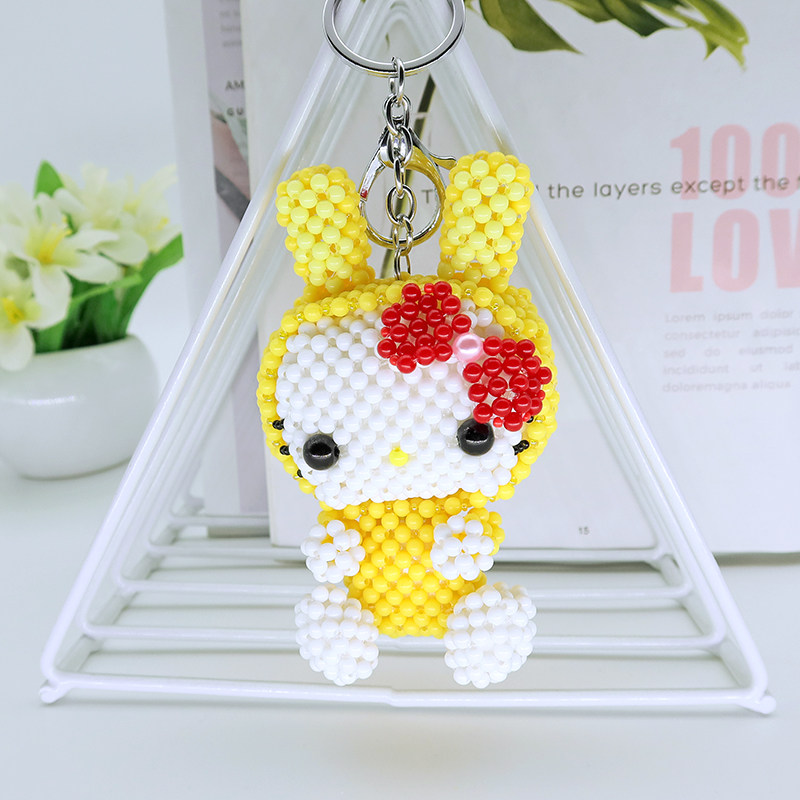 手工串珠成品大头兔子挂件
