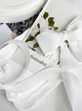 白色罗纹丝带螺纹带横纹织带头饰彩带礼品包装蝴蝶结丝带DIY彩带