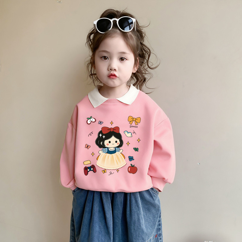 女童polo领长袖卫衣洋气秋冬衣服