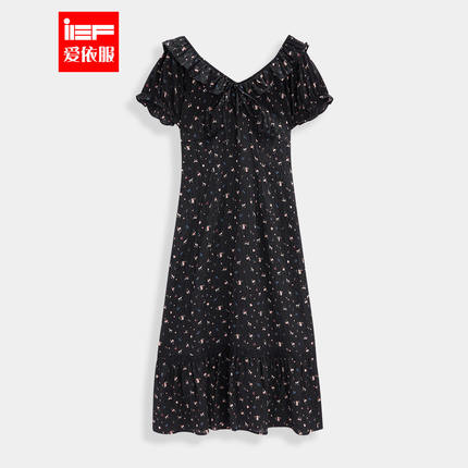 IEF/爱依服【微胖】大码女装2025夏季新款法式碎花显瘦连衣长裙