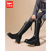 韩版 新款 英伦风通勤加绒保暖百搭厚底长靴 爱依服靴子2025冬季 IEF