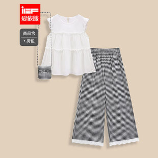 韩版 2025夏季 新款 甜美文艺少女风通勤上下套裤 爱依服时尚 IEF 套装