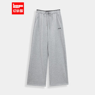 IEF/爱依服2025冬季新款韩版简约休闲运动风加绒保暖百搭阔腿裤