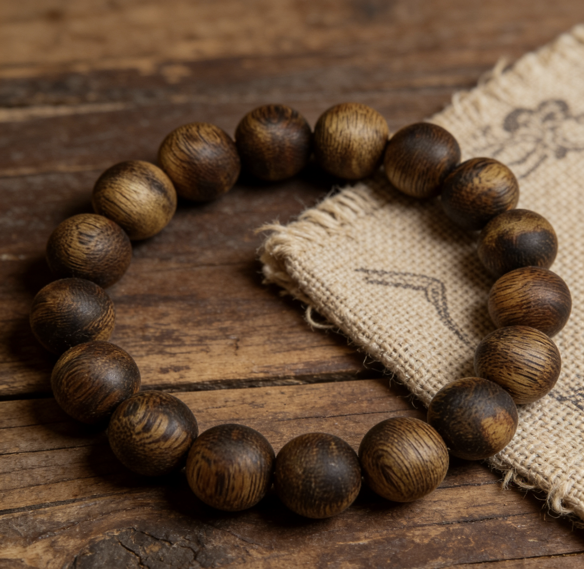 电白奇峰天然沉香手串12mm单圈 老料虎斑纹男女款入门文玩手链