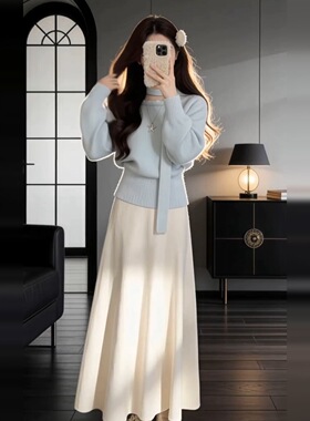 2026新款巨好看针织连衣裙子女秋冬季富家小香风穿搭一整套装长裙