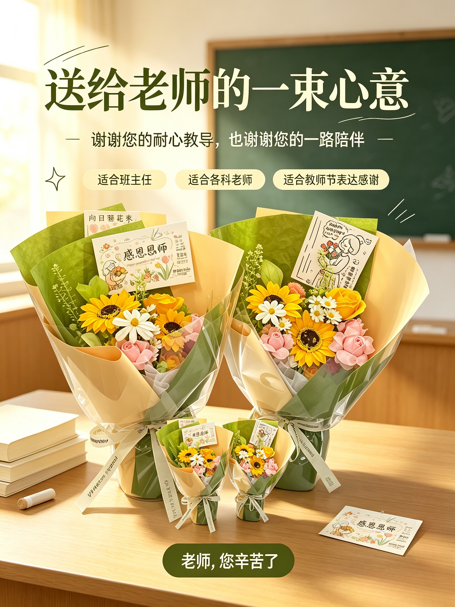 香皂花花束向日葵手永生花成品肥皂花束教师节妇女节手工礼物
