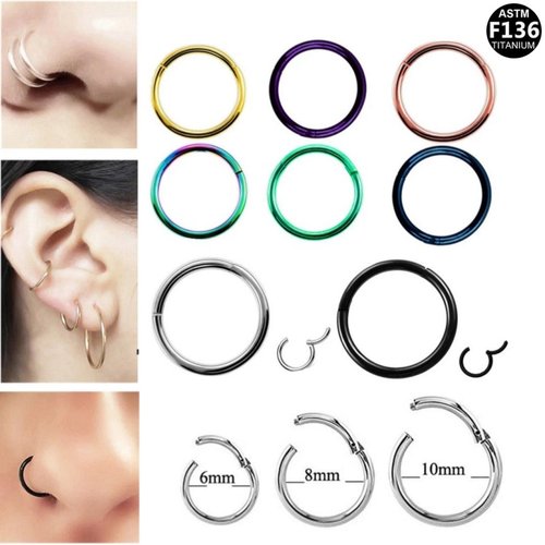 F136钛合金无缝环唇环耳钉素圈耳环耳骨圈女鼻环鼻圈乳环阴环饰品