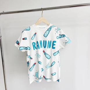 圆领清凉蓝圆领T恤 O222蓝色汽水男女款