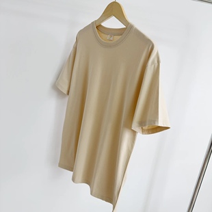T恤 米色高级感克重厚实休闲基础款