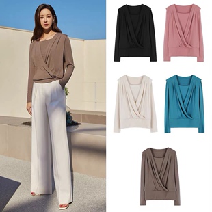 温柔气质百搭假两件T恤女 好多色薄款