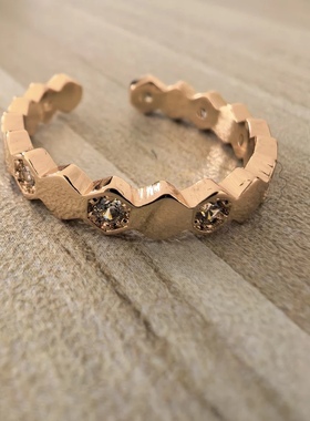 丰巢戒指精致创意开口镶钻指环戒指