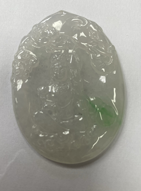 缅甸A货天然翡翠玉冰飘绿花四大守护神普贤 虚空藏吊坠 大牌子