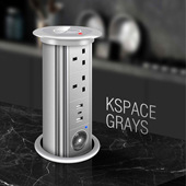 桌面升降插座英式 厨房办桌升降插座 智能电动台面无线充电美规欧式