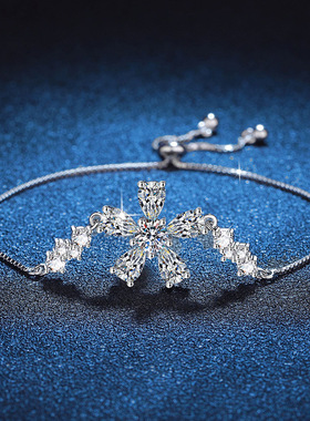 s925纯银手链莫桑石网红樱花轻奢高级感50分莫桑石手链可调节