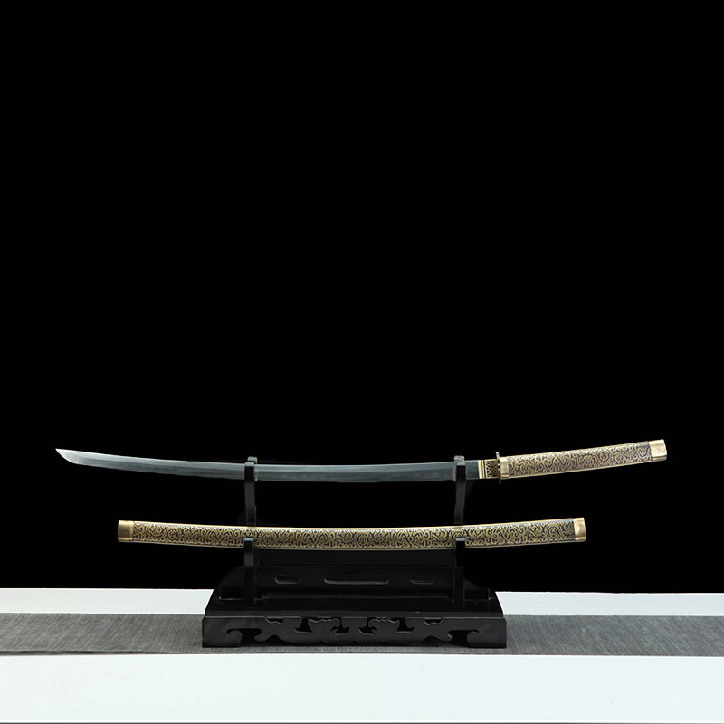 1721唐草纹武士刀日本刀花纹钢家居摆件未开刃防身冷兵器龙泉刀剑