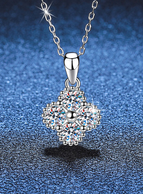 s925纯银莫桑石项链高端四叶草吊坠日韩轻奢感跨境专供莫桑石