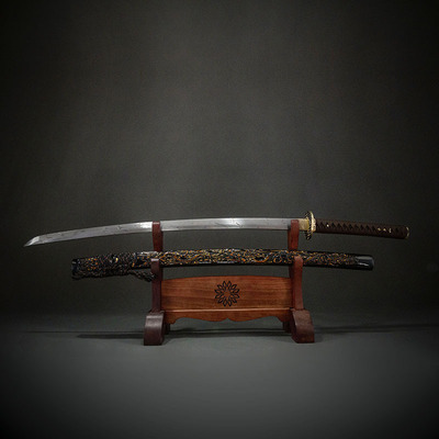 龙泉周匠一体大马士革纹东洋日本刀居合刀长刀外贸katana 未开刃