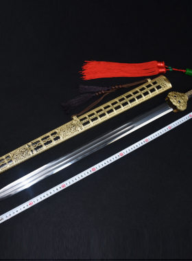 未开刃刀剑花纹钢烧刃永乐剑纯铜八面硬剑手工锻打双槽宝剑未开刃