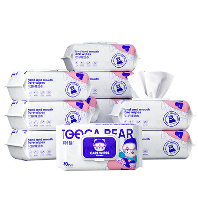 嘟咔熊湿巾80抽手口屁用宝宝新生家庭实惠装湿纸巾大包湿巾囤货装