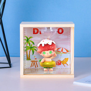 泡泡玛特DIMOO芒芒西柚手办吊卡盲盒收纳展示场景盒可爱创意礼物