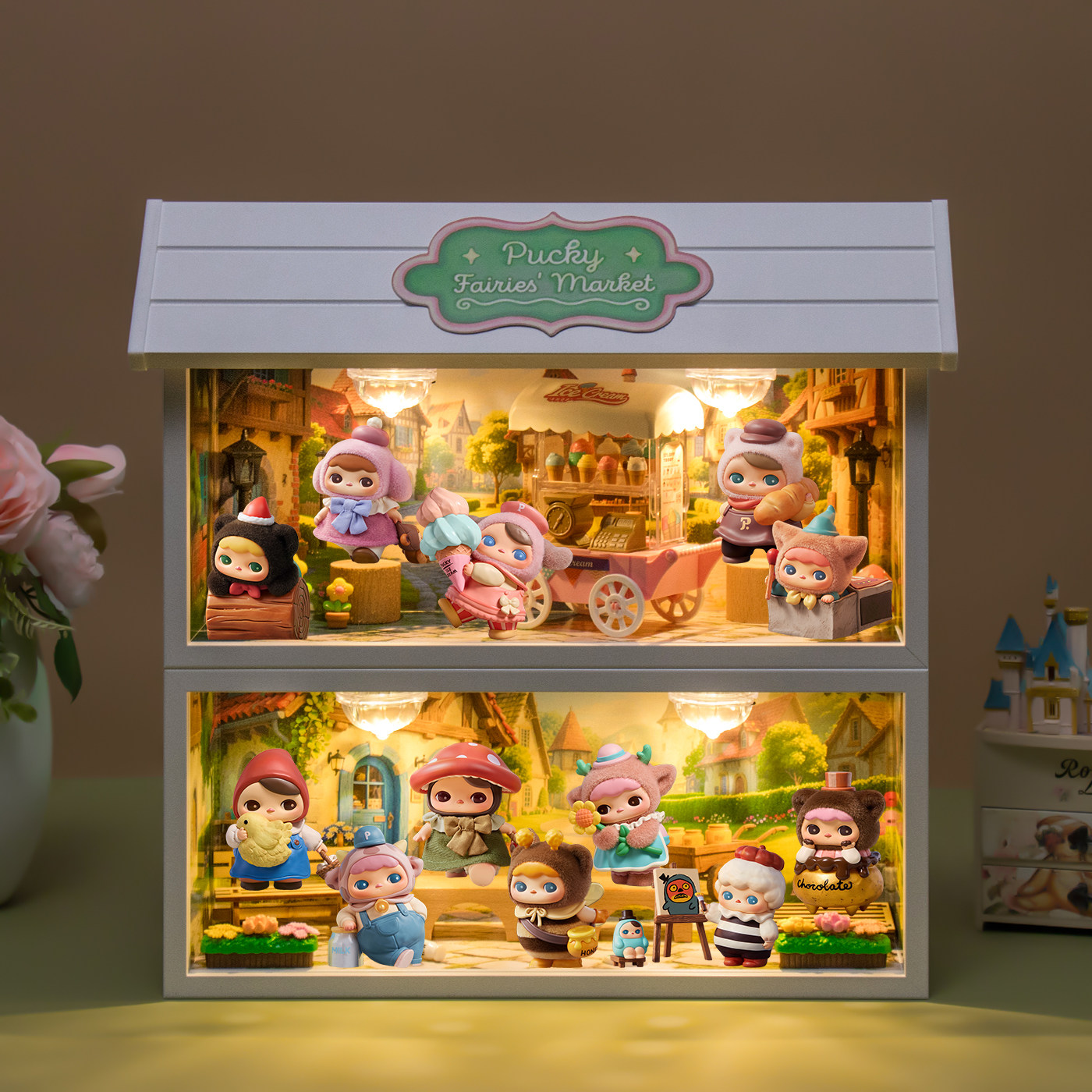 适用POPMART泡泡玛特PUCKY毕奇精灵市集系列手办盲盒场景展示盒,模玩/动漫/周边/娃圈三坑/桌游,盲盒场景道具娃屋,淘宝优惠券,粉丝福利购,淘宝优惠卷
