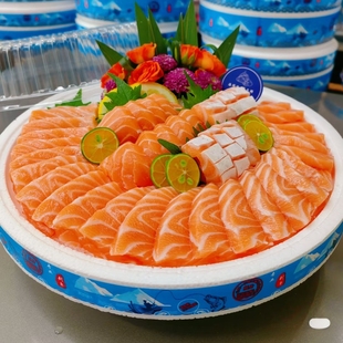 圆形24cm盒4cm盖鱼生专用盘三文鱼刺身保温打包盒刺身泡沫盒