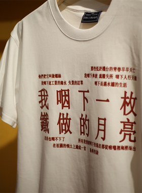 我咽下一枚铁做的月亮 原创文字设计许立志文艺诗歌男女短袖T恤